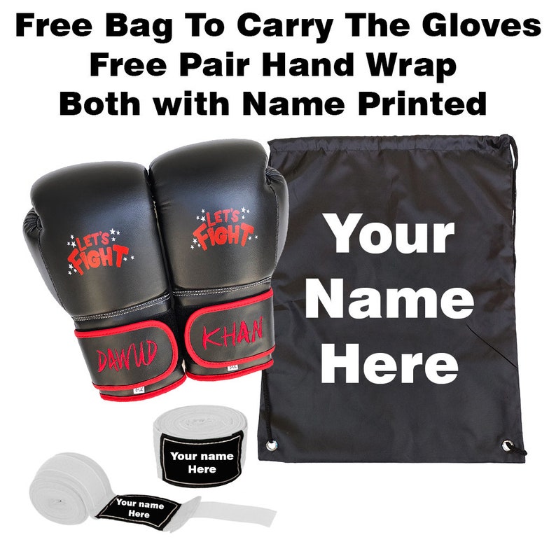 Adult/youth Personalized Boxing Gloves/ Name Embroidered on Wrists Etsy
