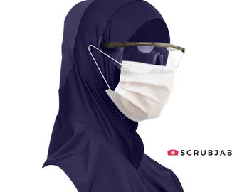 SCRUBJAB® Active Medical Hijab | Head Scarf For Women In Healthcare | Ear Hooks For Use Of Face Masks | Ear Slits For Stethoscope & Glasses