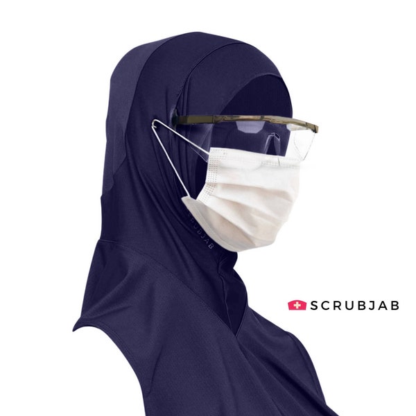 SCRUBJAB® Active Medical Hijab | Head Scarf For Women In Healthcare | Ear Hooks For Use Of Face Masks | Ear Slits For Stethoscope & Glasses