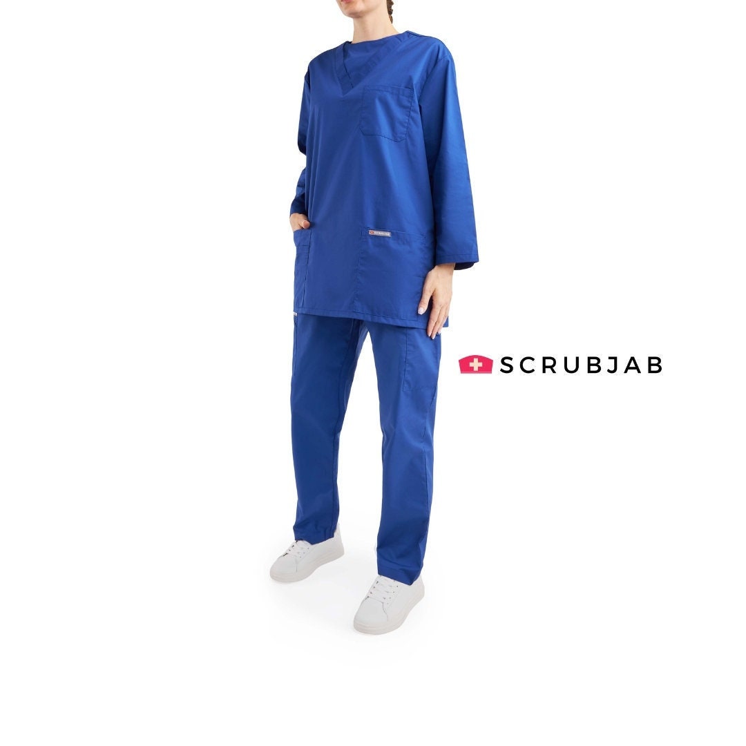 SCRUBJAB® Classic Modest Scrubs Long Sleeve Cotton Scrubs Muslim Scrubs Uniform Suitable for