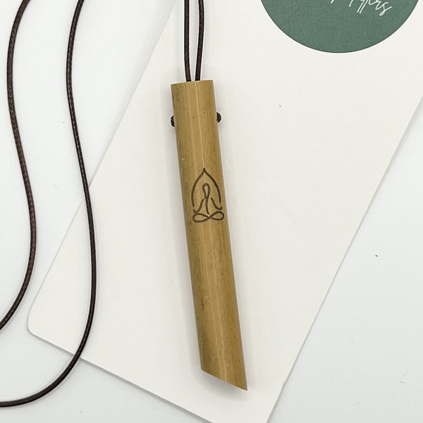 Bamboo breathing necklace, Breathing tool, Komuso, Anxiety relief, Breath work, Yogi gift, Stress relief, Mindful breathing, Self-care gift