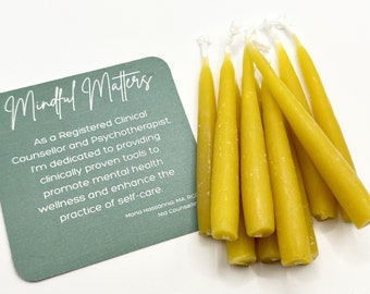 Meditation candles REFILLS, Beeswax candles, 20 min burn time,  Mindfulness, Wellness, self-care