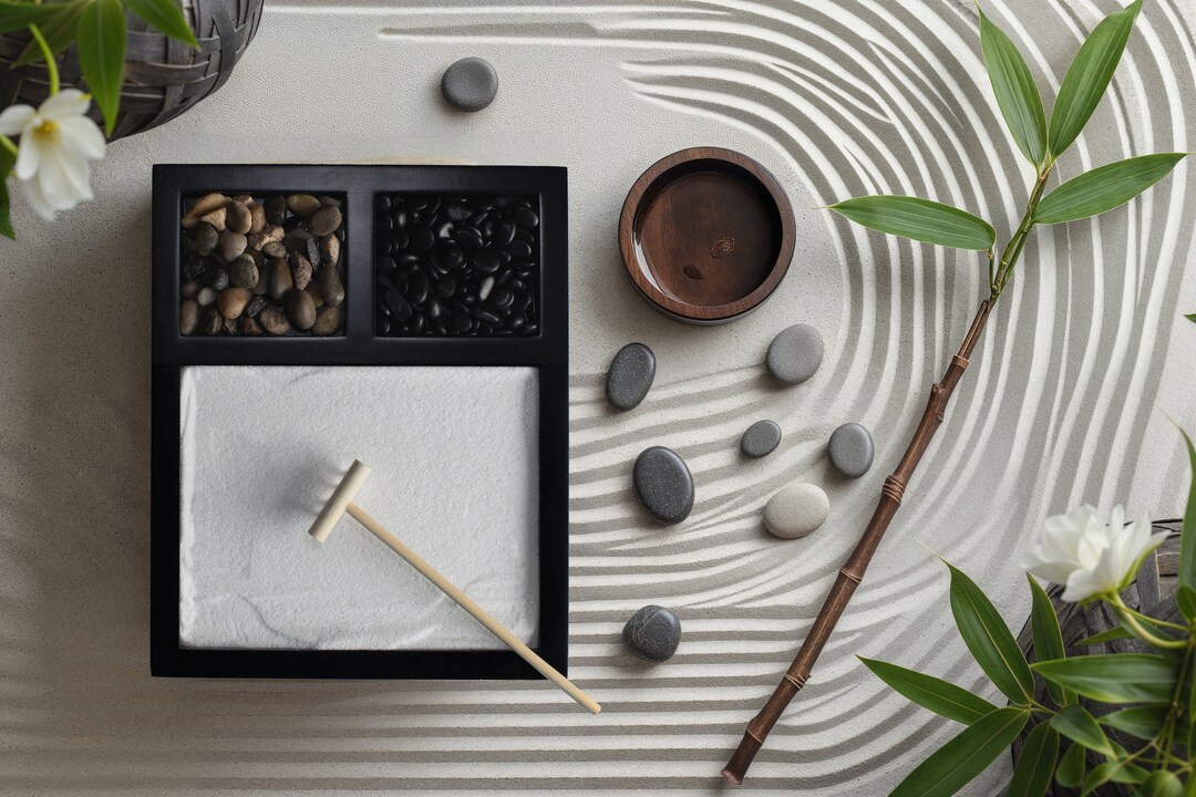 Desk Zen Garden for Meditation, Japanese Zen Sand Garden, Workplace ...