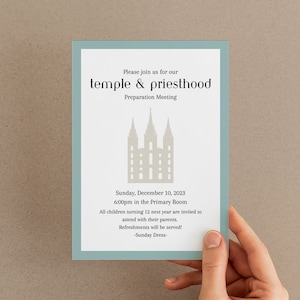 Temple and Priesthood Preview Invitation | LDS Primary Temple and Priesthood Preparation Invitation Template | LDS Primary Template Download