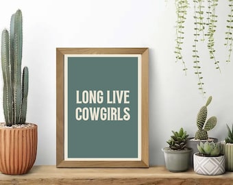 Lámina artística de vaquera retro / Decoración de pared estilo western (Descarga digital)