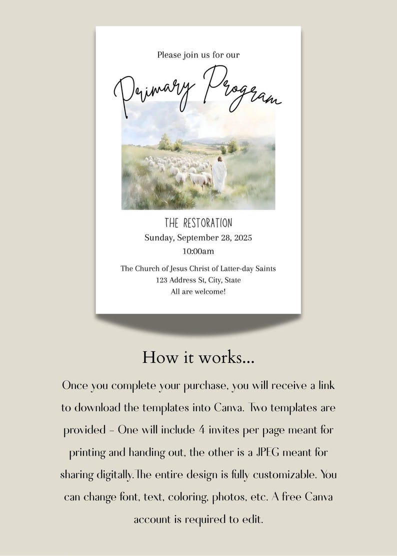 Primary Program Invitation | LDS Primary Program Invitation Template ...