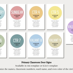 Primary Classroom Door Signs Template | LDS Primary Classroom Signs | Primary Classes Door Signs | Digital Download Template | LDS Primary, Classroom Signs, Door Signs for Classrooms, LDS, Primary 2024 Classroom Signs