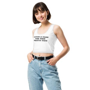 Catch a Case for This Pretty Face Crop Top| Flirty Crop Top| Feminine Baddie Crop Top| Sassy Graphic T| Hot Girl Summer Top