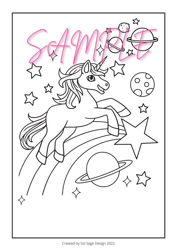 Space Glitter Unicorn Coloring Page Set 2022 - Etsy