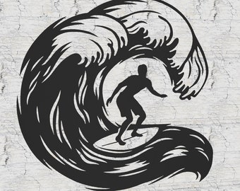 Surfing Digital wall art decoration lasercut Cricut vectrics cnc machine