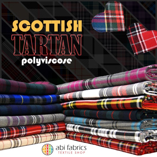 Scottish Tartan Fashion Fabric | Plaid/Check Polyviscose Woven Material | Ideal for Fashion, Crafts & Upholstery | 59" (150cms) Wide