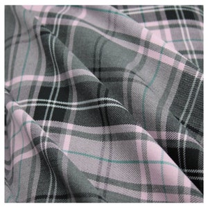 Check Tartan Fabric Pink Plaid Pattern Polyviscose | 59&quot; (150cm) Wide | Metre
