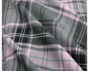 Check Tartan Fabric Pink Plaid Pattern Polyviscose | 59" (150cm) Wide | Metre