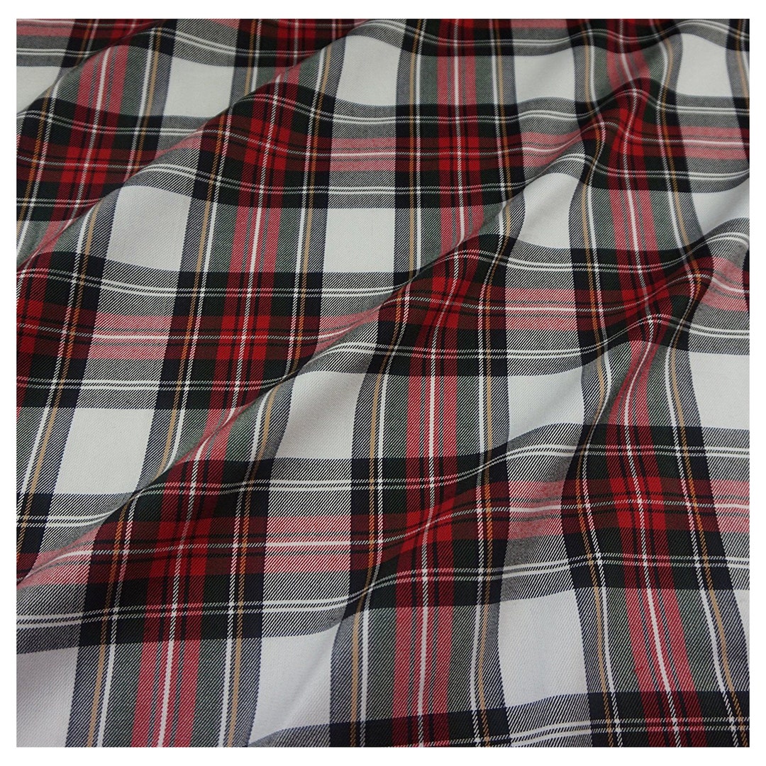 Dress Stewart Check Tartan Fabric Scottish Check Pattern Polyviscose ...