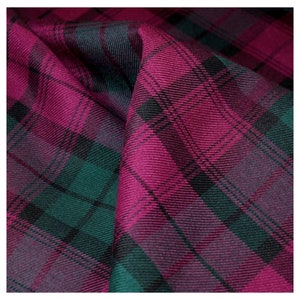Check Tartan Fabric Lindsay Pattern Polyviscose | 59&quot;(150cm) Wide | Metre