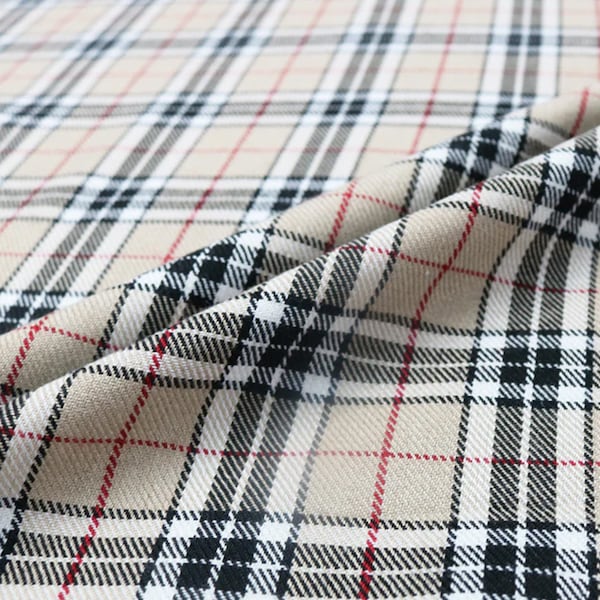 Beige Check Tartan Fabric Scottish Check Pattern Polyviscose | 59" (150cm) Wide | Metre