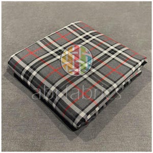 Check Tartan Fabric Thomson Grey Pattern Polyviscose Christmas Festival | 59" (150cm) | Metre