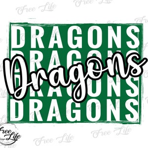 Dragons PNG Download, Dragons Digital Art Download, Dragons Mascot Download, School Spirit Design, Green Dragons School Mascot Design