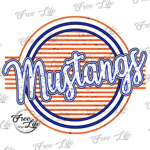 Mustangs PNG Download, Mustangs School Mascot Png, Blue and Orange Mustangs Digital Art Download, Mustangs Download, Mustangs Mom Png