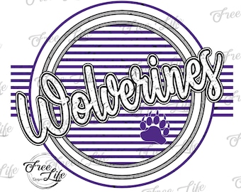 Wolverines PNG Download, Wolverines PNG Digital Art Download, Wolverines Mascot Download, Wolverines Mom, Purple Wolverines School Mascot