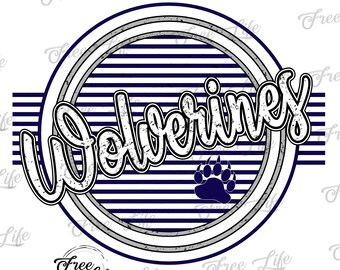 Wolverines PNG Download, Wolverines PNG Digital Art Download, Wolverines Mascot Download, Wolverines Mom, Navy Gray Wolverines School Mascot