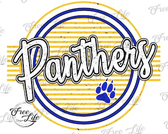 Panthers PNG Download, Yellow and Blue Panthers School Mascot Png, Panthers PNG Digital Art Download, Panthers Mascot Download, Panthers Mom