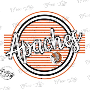 Apaches PNG Download, Apaches Digital Art Download, Apaches Mascot Download, Apaches Mom Png, Orange Apaches School Mascot Png