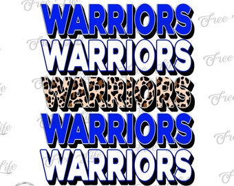 Warriors PNG Download, Warriors Digital Art Download, Warriors Mascot Download, Warriors Mom, Royal Blue Warriors School Mascot Png