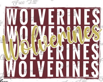 Wolverines PNG Download, Wolverines PNG Digital Art Download, Wolverines Mascot Download, Wolverines Mom, Maroon Gold Wolverines Mascot SVG