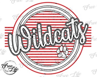 Wildcats PNG Download, Wildcats PNG Digital Art Download, Wildcats Mascot Download, Wildcats Mom Png, Red Wildcats School Mascot Png