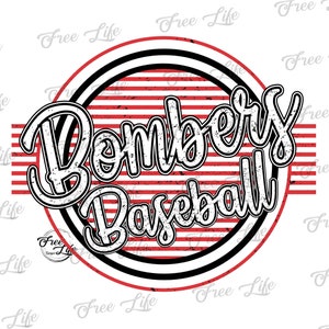 Bombers Baseball PNG Download, Red Bombers School Mascot, Bombers Baseball Digital Download, Bombers Mascot Download, School Spirit Png