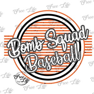Bomb Squad Baseball PNG Download, Orange Bomb Squad Mascot, Bombers Baseball Digital Download, Bombers Mascot Download, Baseball Design