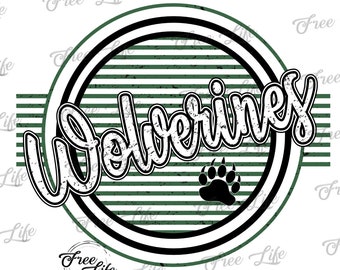 Wolverines PNG Download, Wolverines PNG Digital Art Download, Wolverines Mascot Download, Wolverines Mom, Green Wolverines School Mascot