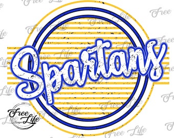 Spartans PNG Download, Gold and Blue Spartans Digital Art Download, Spartans Mascot Download, Spartans Mom, School Spirit Design