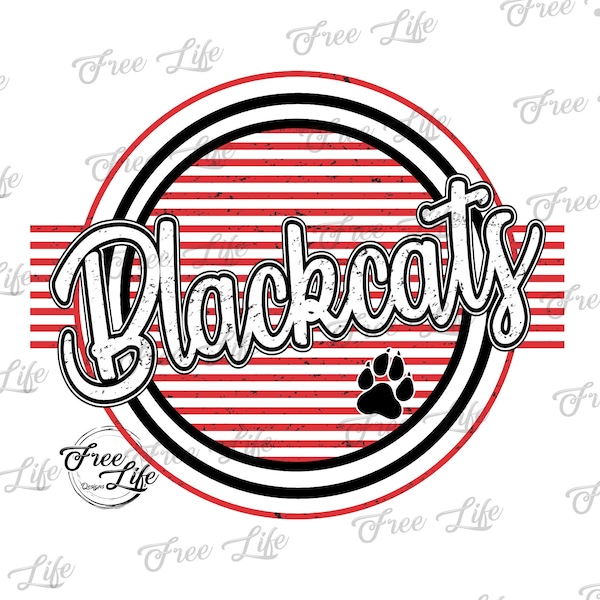 Blackcats PNG Download, Red Blackcats School Mascot, Blackcats Digital Art Download, Blackcats Mascot Download, Blackcats Mom, School Spirit
