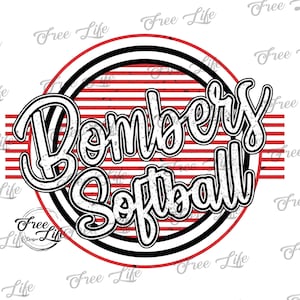 Bombers Softball PNG Download, Red Bombers School Mascot, Bombers Softball Digital Download, Bombers Mascot Download, School Spirit Design