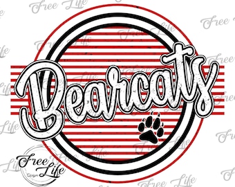 Bearcats PNG Download, Red and Black Bearcats School Mascot, Bearcats Digital Art Download, Bearcats Mascot Download, Bearcats Mom Png