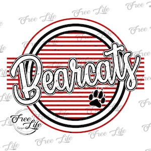 Bearcats PNG Download, Red and Black Bearcats School Mascot, Bearcats Digital Art Download, Bearcats Mascot Download, Bearcats Mom Png
