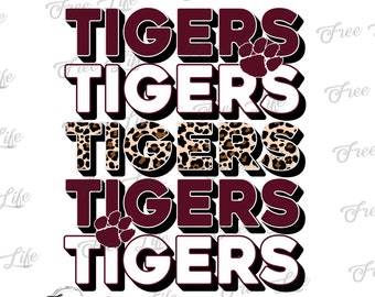 Tigers PNG Download, Tigers Digital Art Download, Tigers Mascot Download, Tigers Mom Png, Maroon Tigers School Mascot Png, Tigers Printable