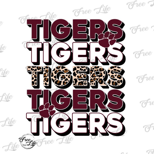 Tigers PNG Download, Tigers Digital Art Download, Tigers Mascot Download, Tigers Mom Png, Maroon Tigers School Mascot Png, Tigers Printable