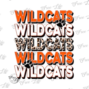 Wildcats PNG Download, Wildcats Digital Art Download, Wildcats Mascot Download, Wildcats Mom Png, Orange Wildcats School Mascot Png