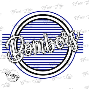 Bombers PNG Download, Blue Bombers School Mascot, Bombers Digital Download, Bombers Mascot Download, Bombers School Spirit Design
