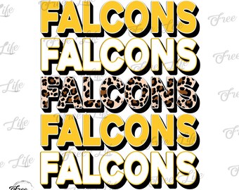 Falcons PNG Download, Falcons Digital Art Download, Falcons Mascot Download, Falcons Mom Png, Gold Falcons School Mascot Png Printable