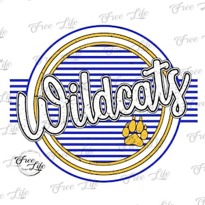 Wildcats PNG Download, Wildcats PNG Digital Art Download, Wildcats Mascot Download, Wildcats Mom Png, Blue and Gold Wildcats School Mascot