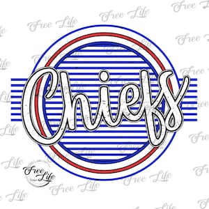 Chiefs PNG Download, Chiefs Digital Art Download, Chiefs Mascot Download, Chiefs Mom Png, Blue and Red Chiefs School Mascot Png