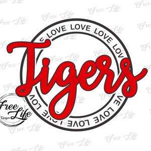 Love Tigers PNG Download, Tigers PNG Digital Art Download, Tigers Mascot Download, Tigers Mom Png, Red Tigers School Mascot Png