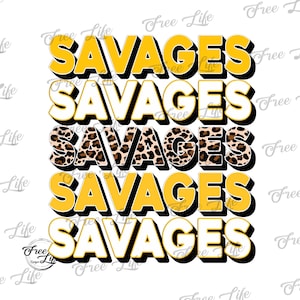 Savages PNG Download, Savages Digital Art Download, Savages Mascot Download, Savages Mom Png, Yellow and Black Savages School Mascot Png