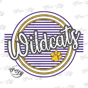 Wildcats PNG Download, Wildcats PNG Digital Art Download, Wildcats Mascot Download, Wildcats Mom Png, Purple and Gold Wildcats School Mascot