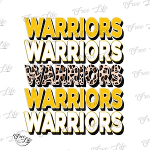 Warriors PNG Download, Warriors Digital Art Download, Warriors Mascot Download, Warriors Mom, Gold Warriors School Mascot Png, School Spirit