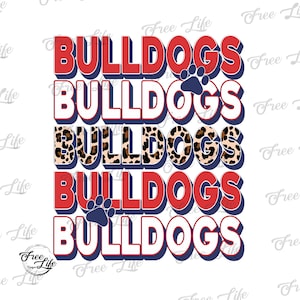 Bulldogs PNG Download, Navy and Red Bulldogs Digital Art Download, Bulldogs Mascot Download, Bulldogs Mom Png,  Bulldogs School Mascot Png